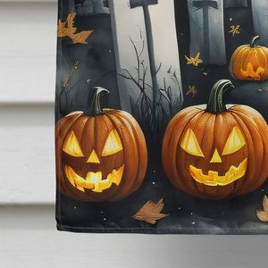 Gran amarillo Labrador Retriever Halloween casa bandera espeluznante porche manga poste decorativo patio Banner Multicolor colgante de pared - Product Image 4