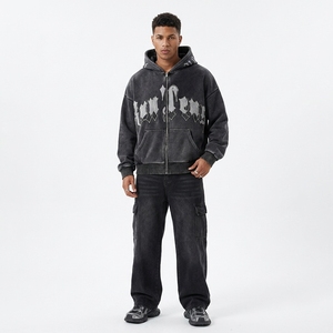 Sudadera con Capucha Estilo Urbano, Lavado Ácido, Estampado de Letras, 100% Algodón, Forro Polar Antipelusas, Premium para Hombre - Product Image 6
