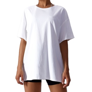 Camiseta de gran tamaño 100% algodón de alta calidad para mujer, logotipo personalizado e impresión, camisetas de gran tamaño cómodas transpirables de secado rápido - Product Image 4
