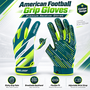 Guantes de Fútbol Americano de Alto Rendimiento con Sublimación Personalizada al por Mayor, Guantes de Receptor de Dedos Completos para Clubes y Equipos - Product Image 4