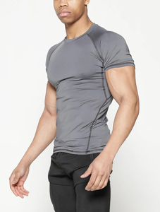 Men's Gray <b>Short</b> <b>Sleeve</b> Compression T-Shirt Slim Fit Quick Dry Sporty O-Neck Knitted <b>Base</b> <b>Layer</b> - Product Image 6