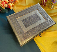Boîte en bois artisanale pour fruits secs, cadeau de retour, faveur de mariage, boîte à bonbons décorative indienne pour les invités