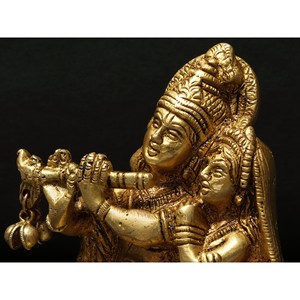 Sculpture en laiton de 4 pouces faite à la main de Radha Krishna fabriquée en Inde - Product Image 4