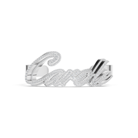 Pulsera Abierta de Plata Aurum Diam con Colgante de Nombre, Micro Pavé de Moissanita, Certificado EGI, Forma de Corona, Estilo Hip Hop, Unisex, Regalo