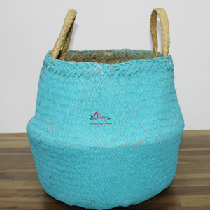 Best Selling High Quality Handcrafted Eco-Friendly Sustainable Modern Palm Leaf <b>Belly</b> <b>Baskets</b> Vietnam Storage Boxes Bins - Product Image 4