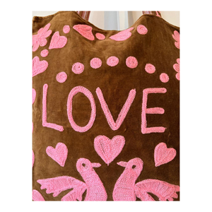 กระเป๋าโท้ทกำมะหยี่ปักลายความรักและความสงบสุขขายดีที่สุด กระเป๋าสะพายเก๋ไก๋สำหรับใช้ในชีวิตประจำวัน - Product Image 2