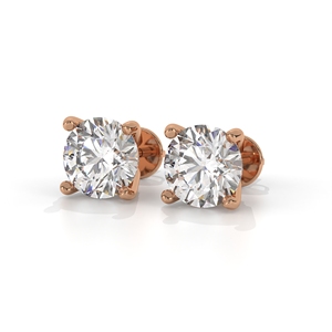 Boucles d'oreilles clous en diamant taille brillant rond, sertissage classique à quatre griffes, faites à la main, exquises, en or 10k 14k 18k, minimalistes, DiaJewelry - Product Image 2