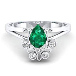 แหวนหมั้นเพชรทรงหยดน้ำ REYES Luxury ทองคำแท้ 14K ประดับมรกต 0.75 กะรัต ขายส่ง พร้อมใบรับรอง GRA ประดับด้วยมอสซาไนต์ เครื่องประดับคุณภาพสูง - Product Image 1