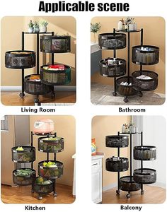 Multipurpose 4 Layer Kitchen Trolley Carbon Steel Kitchen Storage Rack Portable Detachable metal Baskets Weather Resistant - Product Image 3