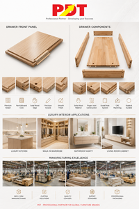 Panneau de façade de tiroir rectangulaire en bois massif avec placage et âme en panneau de particules pour applications de meubles - Product Image 2