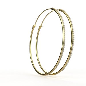 Luxury Yellow Gold Hoop <b>Earrings</b> With Round Brilliant Cut Diamond Channel Setting Women's Everyday Wear <b>Fine</b> Jewelry - Product Image 1