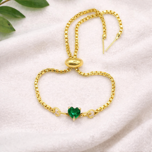 Crystal Quartz Heart Bracelet <b>Gold</b> Plated Prong <b>Set</b> Adjustable Slider Bracelet Handmade Gemstone January Birthstone Jewelry - Product Image 3