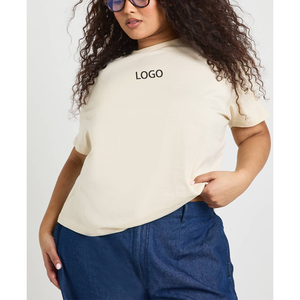 Camisetas Básicas Extra Grandes al Por Mayor, Personaliza con el Logotipo de tu Marca, 240GSM, Ropa Urbana para Mujer, Jersey de Algodón y Spandex - Product Image 4