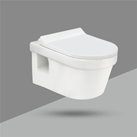WC suspendu exclusif Eden en céramique sans bride, à chasse d'eau par gravité, avec siphon en P, allongé, pour salle de bain