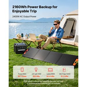 Stazione di Alimentazione Portatile 2400W con Pannello Solare Pieghevole 200W e Batteria LiFePO4 Espandibile 2160Wh, Generatore Solare ad Alta Capacità - Product Image 2