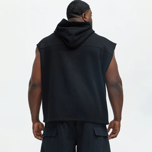 Sudadera con Capucha sin Mangas para Hombre, Color Sólido, Felpa, Estilo Casual, Corte Regular, Otoño, Negro, 100% Algodón, Tejido por Salamons Weras - Product Image 5