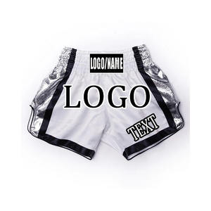 Pantalones Cortos de Boxeo de Marca Privada OEM, Pantalones Cortos de Muay Thai de Satén Rojo con Estampado Personalizado, MOQ Bajo, Uniformes de Equipo - Product Image 2