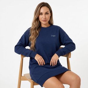Robe sweat-shirt à manches longues pour femme, broderie personnalisée, en molleton de coton oversize, style streetwear, fabricant de vêtements en gros - Product Image 4