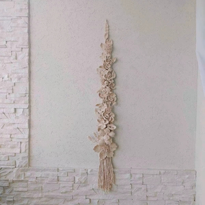 Floral White Macrame Wall Hanging Perfect For Living Room Bedroom And Elegant Home <b>Decor</b> With Multiple Uses From India - Product Image 1