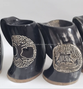Handcrafted Drinking Horn Mug With Unique Handwork Design Drinking Horn made by Tayyab Handicraft - Product Image 1