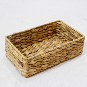 Panier de rangement rectangulaire en jacinthe d'eau tressée pour bureau, sans poignées - Product Image 6