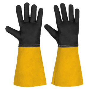Gants de protection anti-chaleur et anti-étincelles en cuir pleine fleur et croûte de vache de qualité supérieure, certifiés CE, à manchette longue, pour soudage TIG, MIG, Argon - Product Image 3