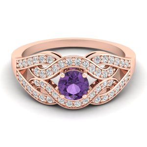 Bagues de fiançailles REYES en or massif 14 carats avec améthyste et moissanite pour femmes, nouveau design, bijoux fins, best-seller - Product Image 1
