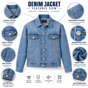 Men's Classic Denim <b>Jacket</b> <b>Light</b> Blue Turn-down Collar Casual Button Front Regular Fit <b>Waterproof</b> Windproof Streetwear Winter - Product Image 6