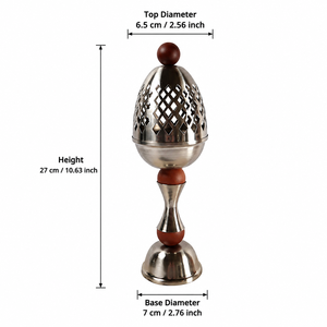 Quemador de Incienso de Metal Ornamentado con Cúpula de Rejilla, Detalles de Madera y Base Elegante, Complemento Perfecto para la Decoración de tu Hogar - Product Image 5