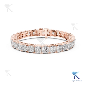 KRUP JEWELS 5.00MM Princess Cut Synthetic Lab-Grown Diamond Tennis <b>Bracelet</b> 14K <b>Solid</b> Gold Unisex Luxury Bridal Jewelry - Product Image 3