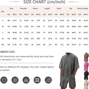 Ensemble décontracté pour homme : T-shirt en tissu éponge et short délavé en coton, coupe ample, idéal pour l'été - Product Image 6