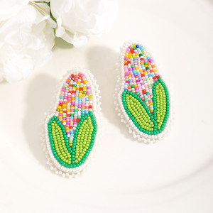 Pendientes de Gota con Forma de Maíz Coloridos, Tejidos a Mano, Serie Frutas, Joyería de Aleación con Cuentas Hechas a Mano para Mujer por MD HANDICRAFTS - Product Image 4