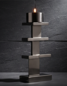 Support de bougie minimaliste en aluminium satiné naturel, étagère à niveaux moderne, support de pilier architectural, décoration nordique pour la maison - Product Image 3