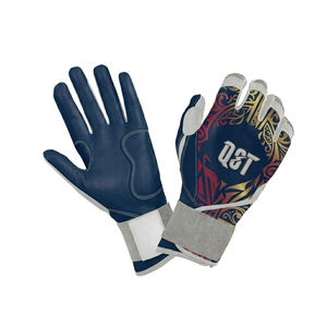 New Arrival Leather Baseball Batting Gloves Catcher Left Long Cuff Non-Slip Breathable Moisture Wicking <b>Hook</b> Loop Closure Adult - Product Image 1