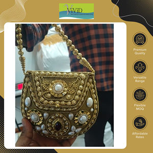 Export Quality Metal <b>Beaded</b> Bridal Evening Purse Handbags for Women 1-1.9L Lightweight Stylish Silk Lining <b>Direct</b> Factory Price - Product Image 2