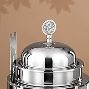 Recipiente Redondo de Acero Inoxidable para Calentar Comida con Caligrafía Árabe Cortada con Láser, con Tapa Enrollable para Catering de Hoteles de Lujo - Product Image 6