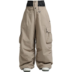 Pantalon cargo imperméable pour homme, taille mi-haute, coupe large, plusieurs poches, séchage rapide, service OEM, vêtement de travail décontracté, beige, polyester/coton - Product Image 1