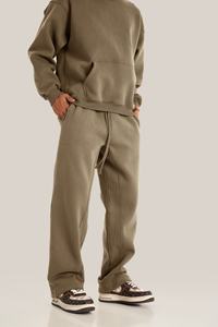 High Quality French Terry Cotton Oversized Baggy Sweatpants Custom Straight Curved Striped <b>Trousers</b> with <b>Drawstring</b> Rope - Product Image 4