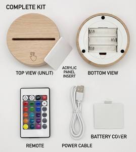 Modern Round Wooden LED Night <b>Light</b> with Touch/<b>Remote</b>/Sensor/Manual Control USB Rechargeable Dimmable Warm White <b>Light</b> (CRI 90) - Product Image 1