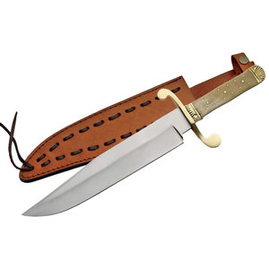 Cuchillo Bowie de Acero Inoxidable, Hoja Fija de Espiga Completa con Funda de Cuero, Herramienta para Caza, Camping y Aventuras al Aire Libre - Product Image 1