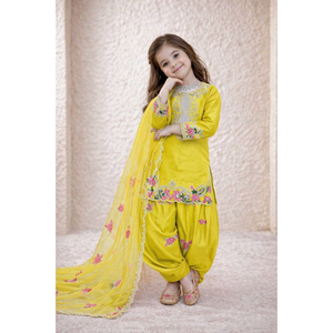 Ensemble salwar élégant brodé pour filles, avec haut et dupatta de créateur, confectionné en crêpe et soie organza, idéal pour les mariages et les festivals. - Product Image 5
