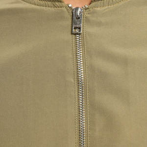 Men's Olive Green Bomber <b>Jacket</b> <b>With</b> <b>Zipper</b> Closure And <b>Pocket</b> Details Casual Autumn Wear Windproof Polyester Shell - Product Image 5