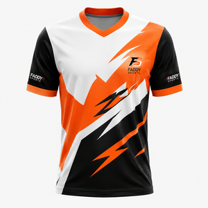 เสื้อกีฬาอีสปอร์ตแบบซับลิเมชั่นสั่งทำพิเศษ ระบายอากาศได้ดี เสื้อแข่งขันสำหรับทีมมืออาชีพ เสื้อยืดคอกลมผู้ชาย ชุดกีฬาแห้งเร็ว เสื้อยืดสำหรับการแข่งขัน - Product Image 1
