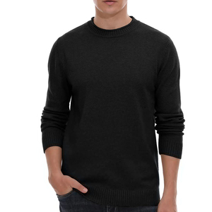 เสื้อสเวตเตอร์ไหมพรมคอกลมสีดำสำหรับผู้ชาย ทรงปกติ สีพื้น สไตล์ลำลอง สำหรับฤดูใบไม้ร่วง คุณภาพดีที่สุด สไตล์สตรีทแวร์ใหม่ล่าสุด - Product Image 3