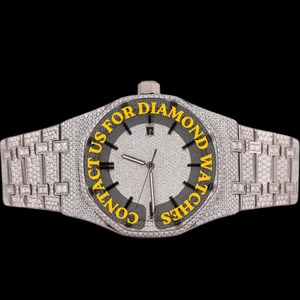 Reloj de pulsera de cuarzo estilo hip hop con incrustaciones de diamantes para hombre, disponible al por mayor con calidad y precio de exportación. - Product Image 1