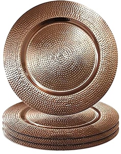 Chargeurs ronds en cuivre martelé de 13 pouces ensemble de 4 décorations bon marché pour le dîner mariage décoration élégante faite à la main vente chaude 2023 - Product Image 1