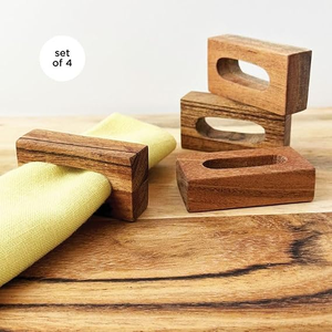 Anneaux de serviette en bois d'acacia et noyer rustique de qualité supérieure, écologiques, avec logo personnalisé, vente directe d'usine en gros, porte-serviettes pour tables de mariage - Product Image 6