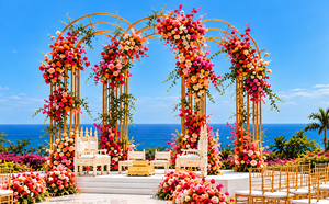 Arcos metálicos dorados de varias capas para escenario de mandap de boda, decoración de escenario abierto de boda en tendencia, arcos metálicos, estructura de arco metálico - Product Image 4