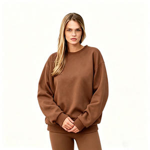 Sudadera de Felpa Personalizada Ecológica para Mujer, Sudadera de Gimnasio con Cuello Redondo, Sudadera con Capucha de Algodón, Sudadera Holgada de Lujo - Product Image 4