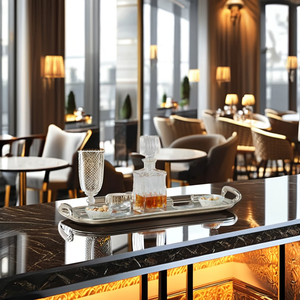 Plateau d'hôtel vintage en métal rectangulaire - Product Image 5